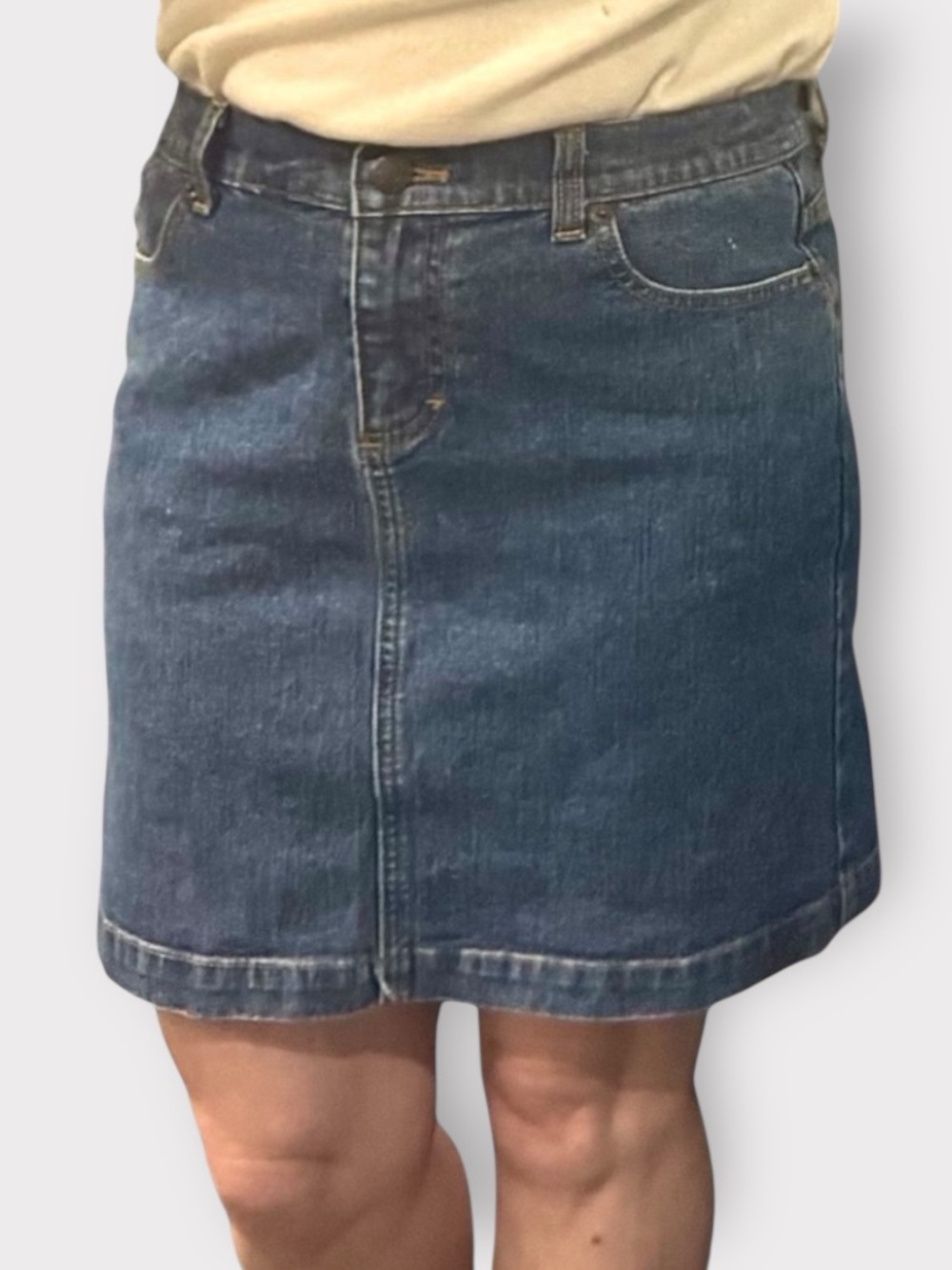 JCrew Factory y2k Denim Mini Skirt Blue Mid-Rise Sz 4 Small Fitted 2004 vintage